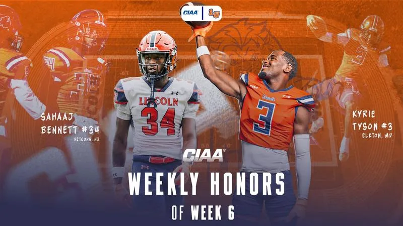 Tyson Earns Fourth Straight CIAA Weekly Honor; Bennett Named Defensive Back of the Week