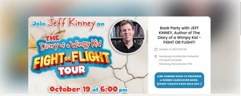 Jeff Kinney Brings the Diary of a Wimpy Kid Fight or Flight Tour to Harrisburg