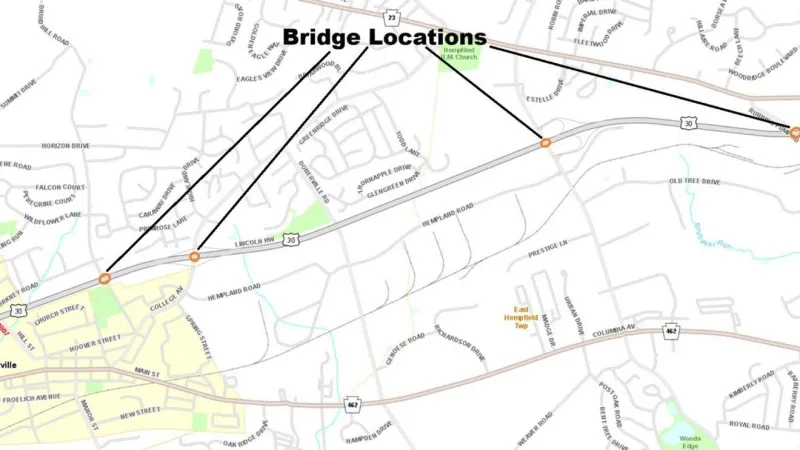 Route 30 lane closures expected due to 4 bridge inspections in Lancaster County