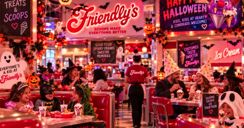 Kids in costume eat free at Friendly's on Halloween