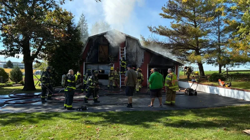 Lancaster County barn catches fire; crews on the scene