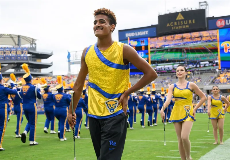Pitt's first male baton twirler is making an impact with the Golden Girls