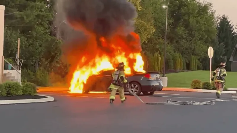 Car fire caught on camera at Cumberland County Sheetz