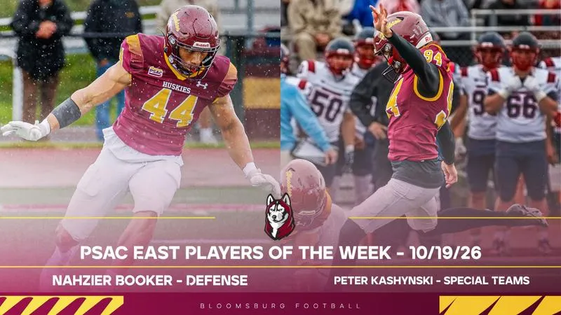 Booker and Kashynski Named PSAC East Football Players of the Week