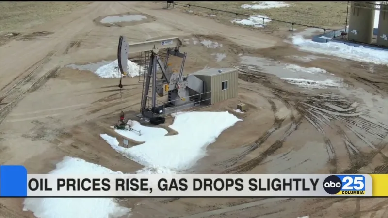 Oil prices rise, gas prices drop slightly
