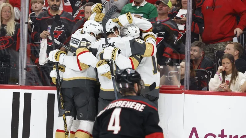 Tomas Hertl's late goal lifts Golden Knights past Hurricanes 5-4 to open Stanley Cup Final