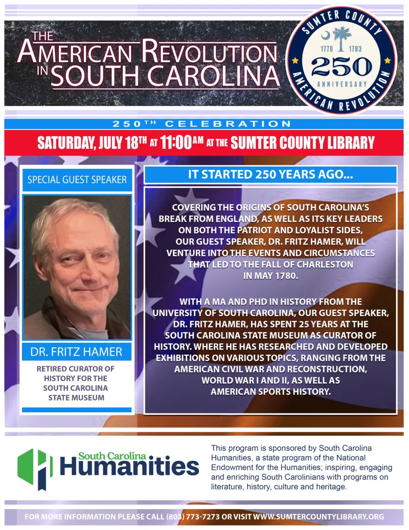 Sumter Library's 'The American Revolution in South Carolina' to cover state's role in historic conflict