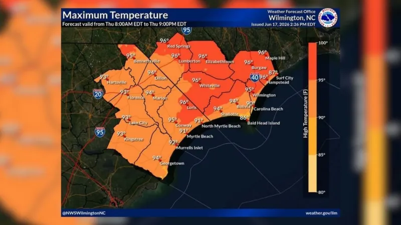 Heat Advisory issued for Grand Strand, Pee Dee area Thursday