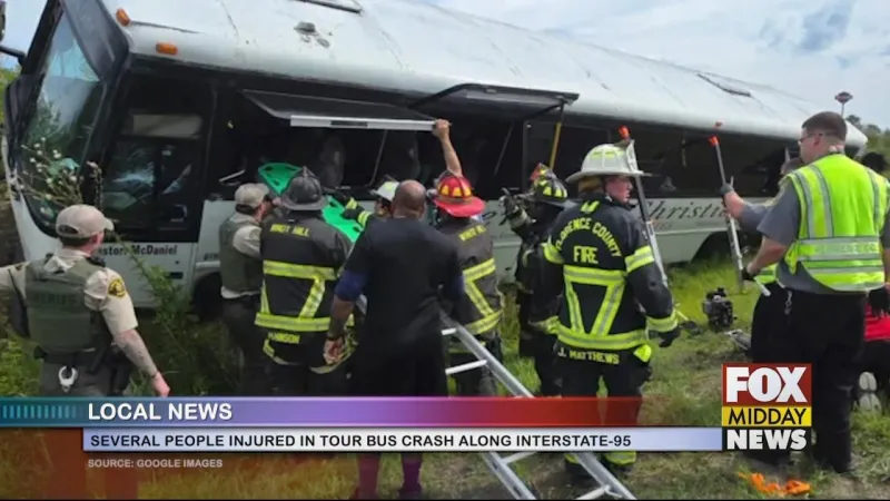 Several Injured In Tour Bus Crash Along Interstate-95