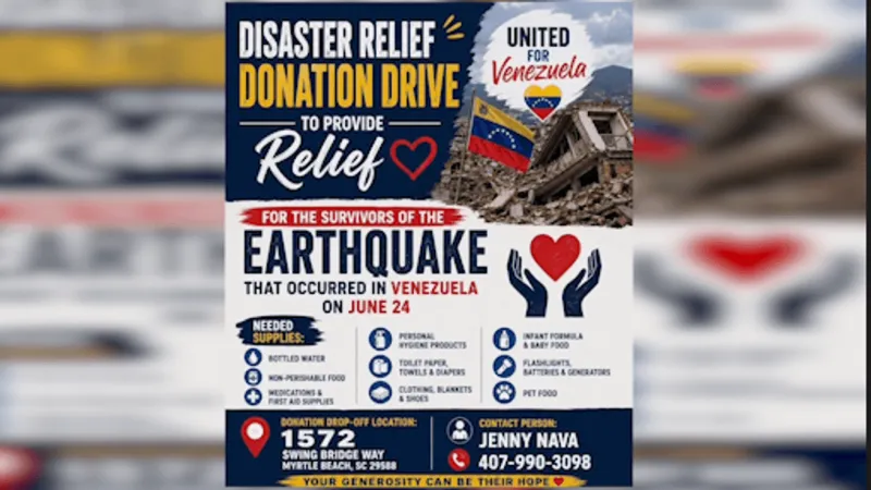 Myrtle Beach donation drive collecting supplies for earthquake survivors in Venezuela