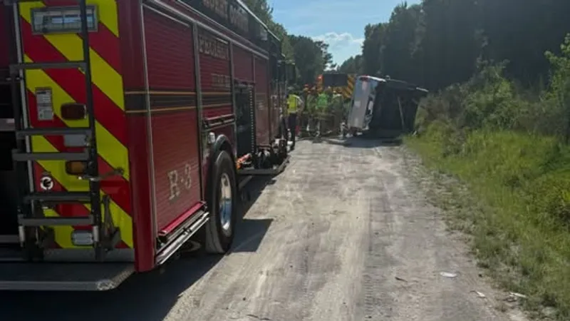 Overturned vehicle crash blocks Hughes Landing Road in Galivants Ferry; 1 hospitalized