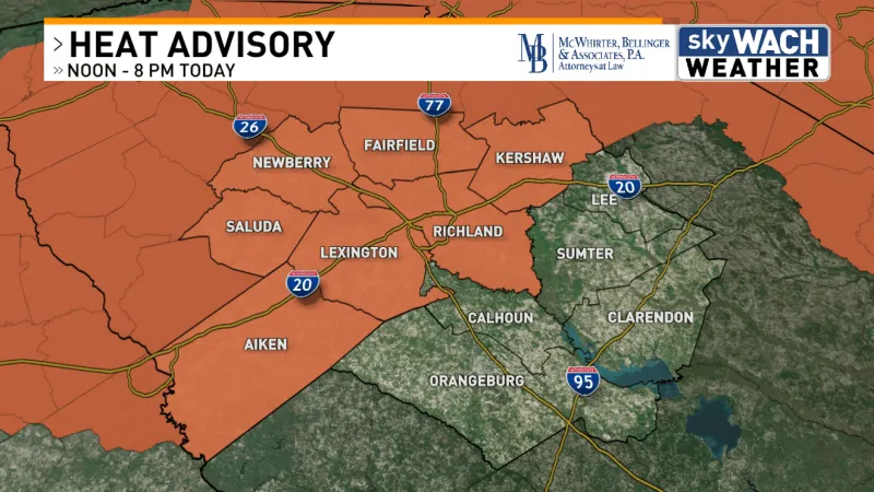 Heat Advisory in effect today as temperatures approach 100