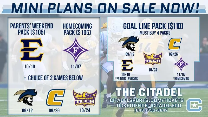 The Citadel Football Mini-Plan Ticket Packages On Sale Now
