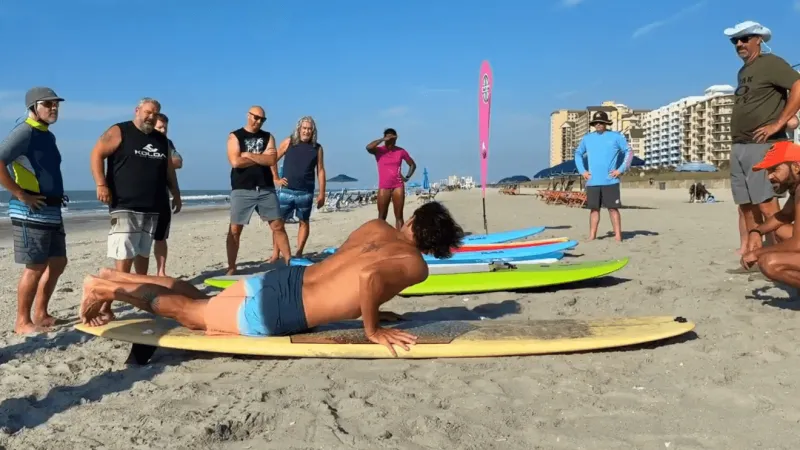 Veterans ride the waves during Wounded Warrior Surf Day in North Myrtle Beach
