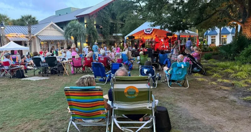 A less-crowded Party at the Point exists on Kiawah Island with music on the green, not the beach
