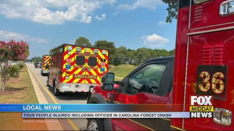 Crash Leaves Four People Hurt Including HCPD Officer