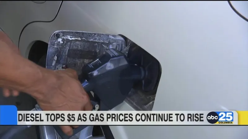 Diesel tops $5 as gas prices continue to rise