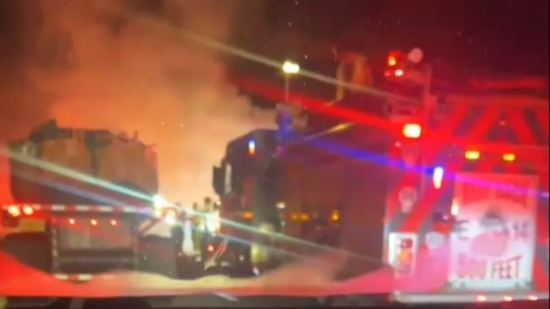 1 person burned in tractor-trailer fire on I-20 in Darlington County