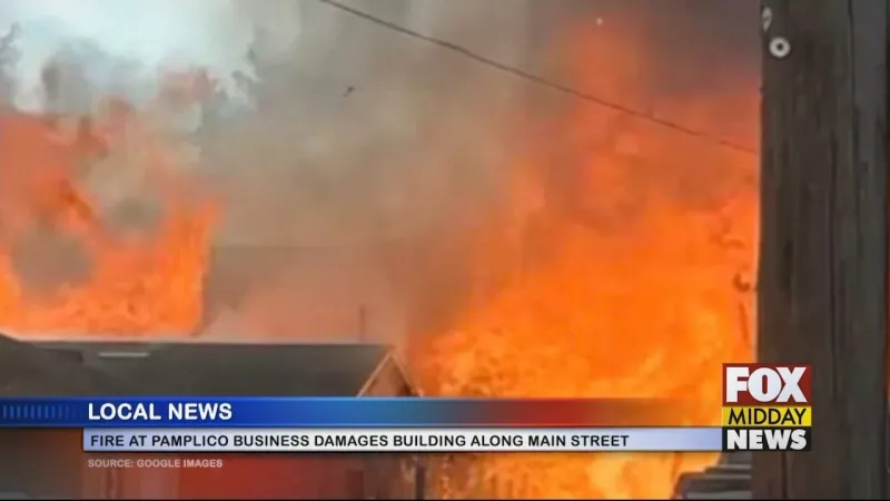 Business Damaged During Large Fire On Main Street In Pamplico