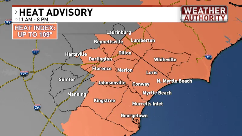 Heat Advisory issued for Grand Strand, Pee Dee areas