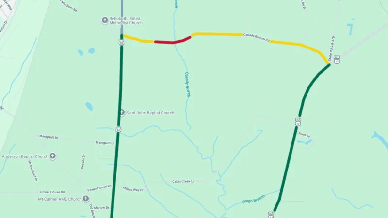 Canady Branch Road Bridge temporarily closed after recent heavy rain, SCDOT