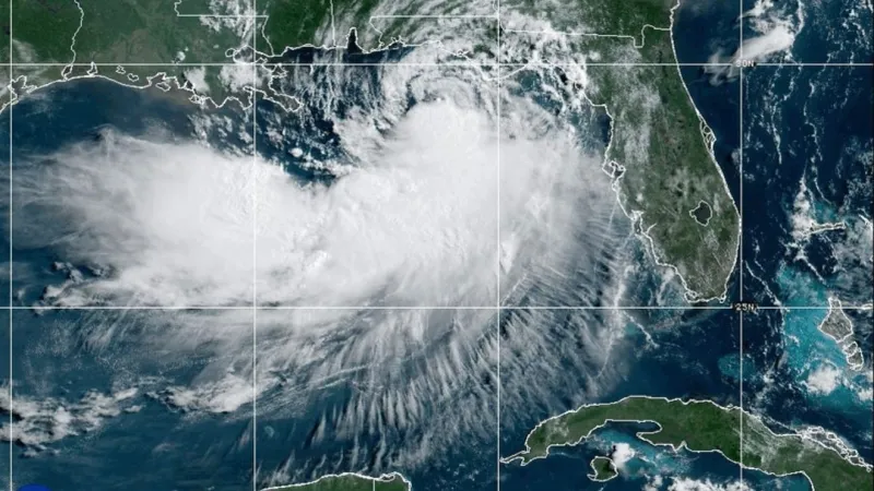 Tropical Storm Bertha in the Gulf of Mexico moves toward the Florida Panhandle and Alabama