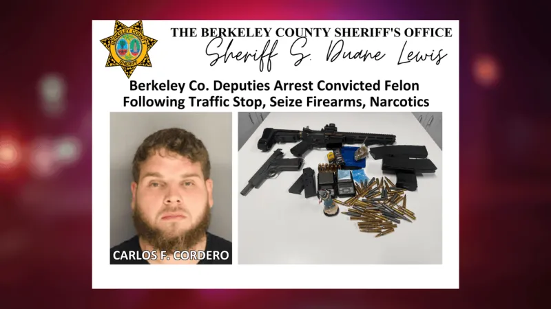 Berkeley County deputies recover guns, drugs from convicted felon in traffic stop