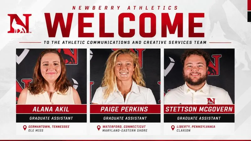 Newberry Athletics Welcomes Three New Graduate Assistants to Athletic Communications and Creative Services