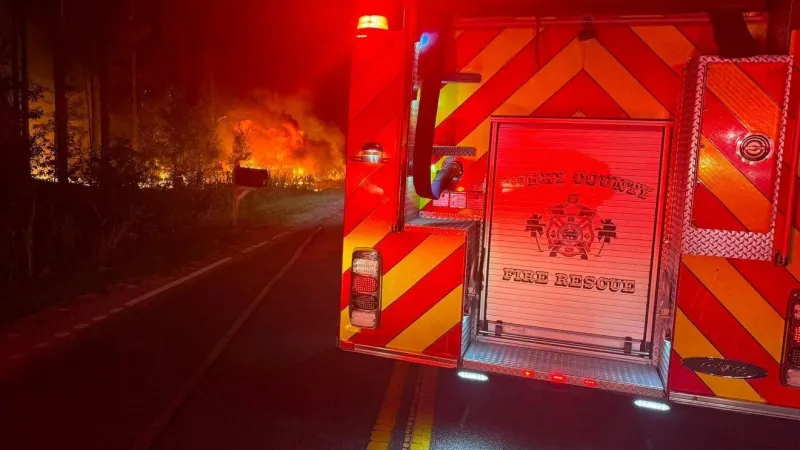 Crash leads to woods fire in Loris