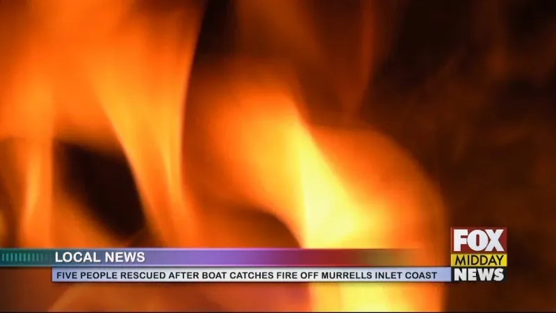 Five People Safely Rescued After Boat Catches Fire