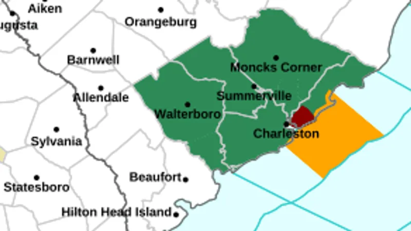 Flash flood warning issued for portion of Charleston County Sunday