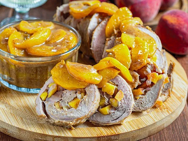 Peach-stuffed tenderloin