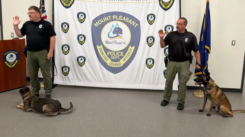 Mount Pleasant Police Department swears in two new K9 officers