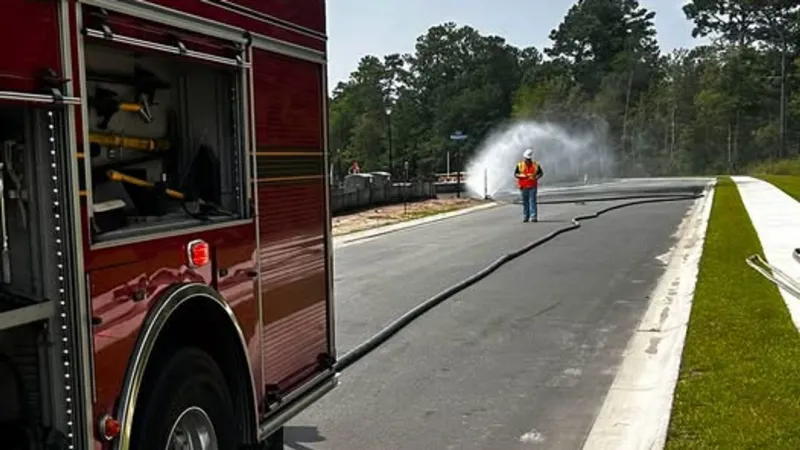 Gas line struck on Visionary Drive; road closed as crews contain leak