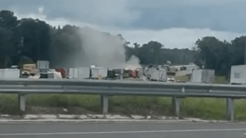 18-wheeler fire shut down I-95 north near Lumberton Tuesday