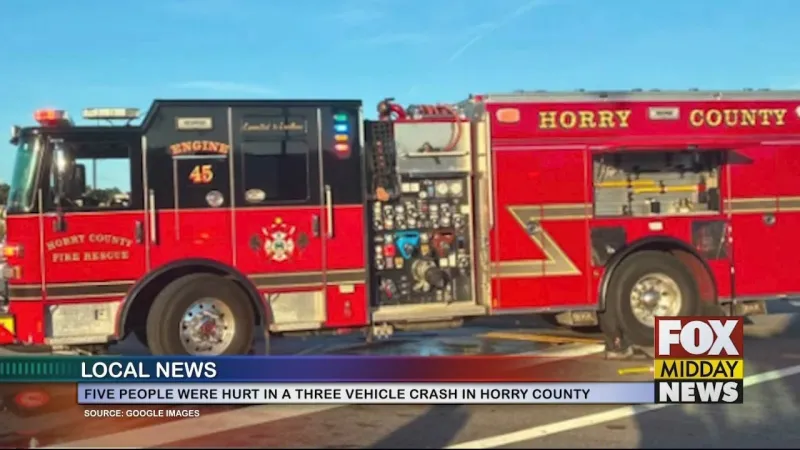 Five People Hurt In Three-Vehicle Crash