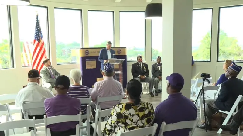 Dept. of Veterans' Affairs and Columbia present Purple Heart Day proclamation