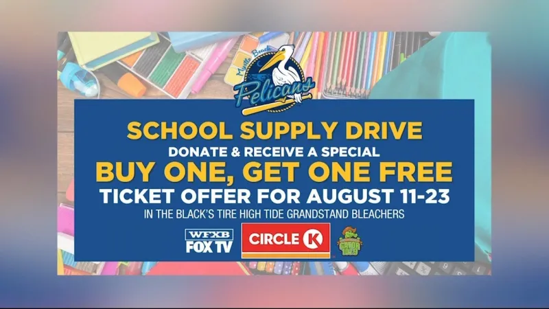 Myrtle Beach Pelicans Annual School Supply Drive Returns