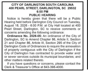 Darlington City Council proposes Annexation Ordinance