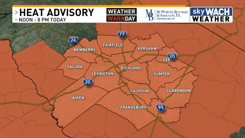 Heat Advisory in effect today across the Midlands