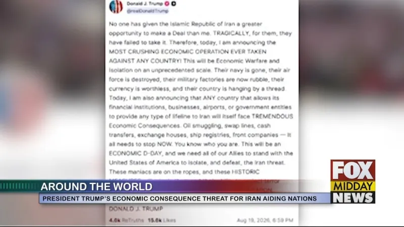 President Trump Warns Nations Against Aiding Iran