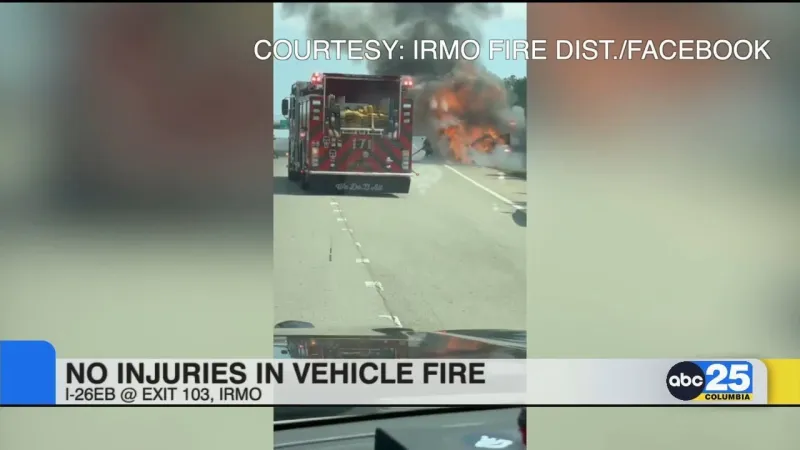 No injures after vehicle fire on I-26 east