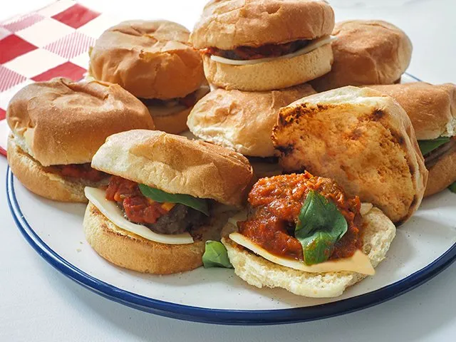 Cheesy meatball sliders