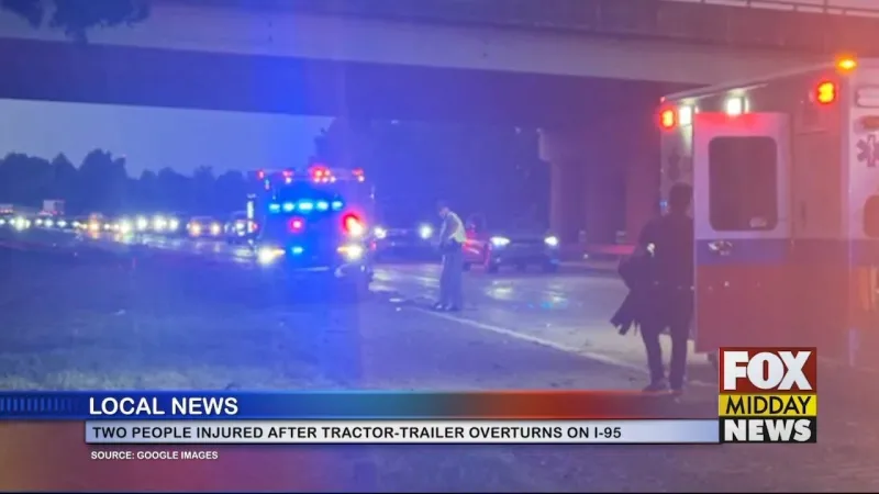 Two People Hurt Following I-95 Crash Involving Tractor-Trailer