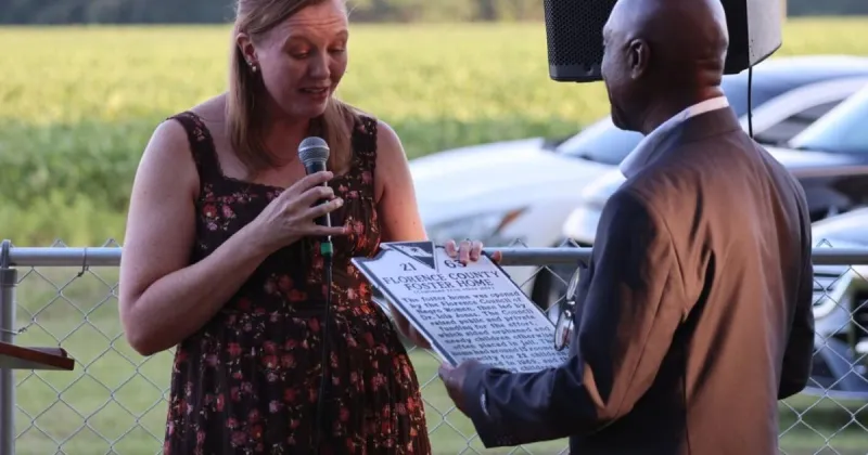 Historical marker dedicated for Florence school, foster home