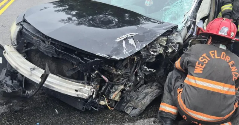 Vehicle overturns in Florence County collision, driver extracted