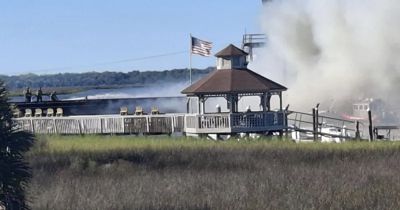 Fire crews fight blaze on Drayton Hall Draw Bridge in Charleston