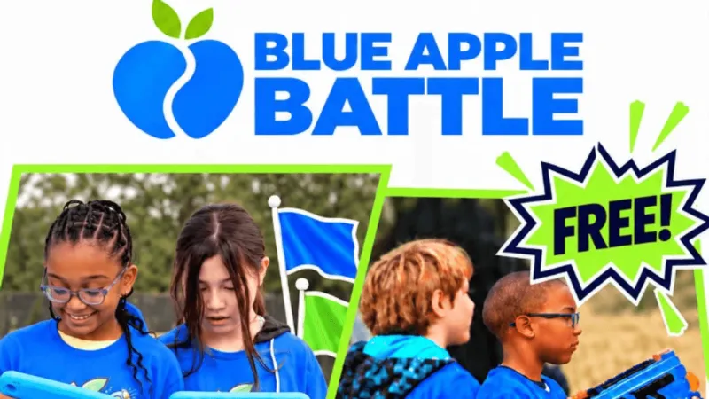 Officers and firefighters team up with kids at Blue Apple Battle