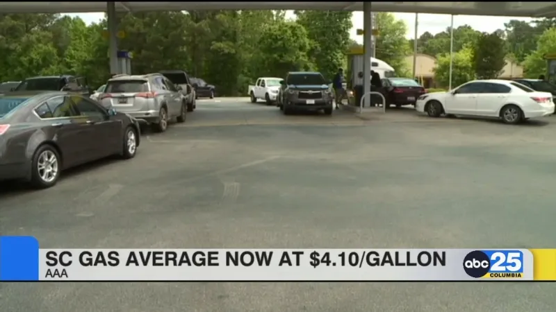 AAA: SC gas average now at $4.10 a gallon