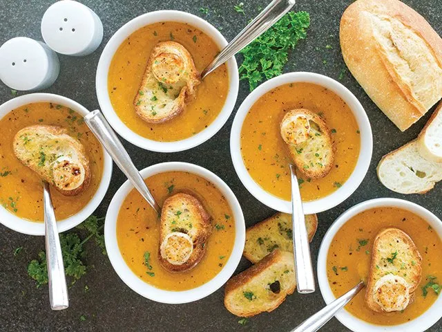 Butternut squash soup with scallops